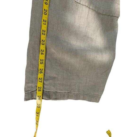 Vintage Hobo Chic Miner Patchwork Linen Drawstring Pants Baggy Wide Leg Magnolia - Picture 9 of 12